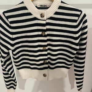 Ciao Lucia Black and Cream Striped Cardigan